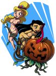 blonde_hair breasts cartoon_network crossover eris_(billy_&_mandy) female goddess halloween jack-o'-lantern juniper_lee nipples pumpkin tan_line the_grim_adventures_of_billy_and_mandy the_life_and_times_of_juniper_lee tiara tooth_gap