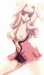 animal_ears big_breasts breast_hold breasts bunny_ears cocleusse grey_eyes high_res huge_breasts long_hair melona nipples pink_hair queen's_blade solo standing