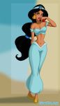 1girl aladdin_(series) apple big_breasts black_hair breasts disney female female_only food hair princess_jasmine red_eyes silaszee_(artist) smile