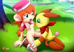 1boy 1girl anthro areola bbmbbf breasts fur34 fur34* furry imminent_sex klonoa klonoa_(series) lolo_(klonoa) male male/female namco nipples on_knees one_eye_closed outside palcomix popka pussy video_games