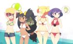  4girls axew bad_id ball beachball bel_(pokemon) bikini blush breasts cabernet_(pokemon) character_request cleavage closed_eyes denim denim_shorts dent_(pokemon) feille front-tie_top hair halter_top halterneck hat headgear iris_(pokemon) langley langley_(pokemon) long_hair mizugi multiple_girls navel open_fly oppai pokemon pokemon_(anime) pokemon_(game) pokemon_black_and_white pokemon_bw short_shorts shorts side-tie_bikini striped striped_bikini striped_swimsuit swimsuit unzipped very_long_hair 