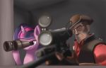 equine eyewear female friendship_is_magic glasses gun hat horn human ibringthazelc my_little_pony sniper_(team_fortress_2) sniper_rifle team_fortress_2 twilight_sparkle_(mlp) unicorn