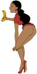 1girl ass banana black_hair dark_skin disney female_only gagala kim_possible monique teen white_background