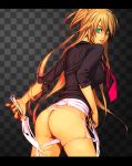 1girl ass blonde_hair bottomless female_only green_eyes knife long_hair mustard_seeds necktie no_pants original panties pink_panties solo solo_female torn_clothes torn_panties underwear yuuji_(and)