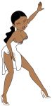 1girl black_hair breasts breasts_outside dark-skinned_female dark_skin disney dress female_masturbation female_only gagala high_heels kim_possible masturbation monique nipples no_bra teen white_background white_dress