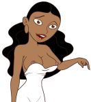 1girl black_hair breasts breasts_outside dark-skinned_female dark_skin disney dress female_only gagala kim_possible monique nipples no_bra teen white_background white_dress