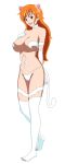  1girl blackangel014 breasts cat_ears catsuit cosplay felicia felicia_(cosplay) felicia_(darkstalkers) feline female_only full_body nami nami_(one_piece) one_piece orange_hair pervyangel solo tail transparent_background vampire_(game) 