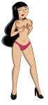 1girl black_hair breasts danny_phantom female_only freeman2 full_body latina lipstick long_hair nipples panties paulina_sanchez red_lipstick solo_female teen topless