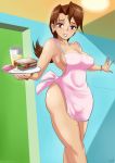 alluring apron bracelet condom condom_wrapper delia_ketchum drink earring earrings food hanako_(pokemon) hentai-foundry juice lemonade looking_at_viewer milf nail_polish naked_apron plate pokemon pokemon_(anime) ponytail sandwich shadman