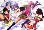   5_girls absurd_res akashiya_moka black_legwear cleavage footwear high_res kurono_kurumu legs lying multiple_girls oppai panties rosario_to_vampire school_uniform sendou_yukari shirayuki_mizore shuzen_kokoa sitting socks striped striped_legwear stockings thighs  