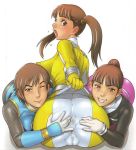 3_girls 3girls anus ass backboob big_ass breasts brown_eyes brown_hair cameltoe erect_nipples go_go_sentai_boukenger gogo_sentai_boukenger huge_ass hurricane_blue kakugari_kyoudai multiple_girls nanami_nono nikuringo ninpuu_sentai_hurricanger nippu_sentai_hurricanger nono_nanami plump spandex spread_anus spread_anus_under_clothes spread_ass stretch stretching super_sentai tokusou_sentai_dekaranger