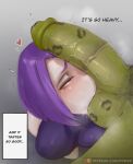  1boy 1girl 1girl beast_boy big_penis dc_comics erection kiss_mark lipstick lipstick_mark lipstick_on_penis male paranoiddroid penis penis_on_face purple_eyes purple_hair raven_(dc) short_hair teen_titans veiny_penis 