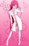  adventure_time blue_eyes glasses lab_coat lalox panties pink_hair princess_bubblegum purple_skin stockings striped_panties 