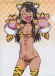  1girl alternate_costume bikini black_hair cosplay dark_skin female_only ijiranaide_nagatoro-san long_hair nagatoro nagatoro_hayase panties paw_gloves revealing_clothes solo_female swimsuit tiger_print underwear 