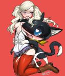  1girl ann_takamaki beastiality blonde_hair blue_eyes breasts cum cum_in_pussy interspecies morgana morgana_(persona_5) nipples persona_5 sex sex_from_behind 