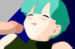  1boy 1girl blue_hair bulma cum cum_drip cum_on_face dragon_ball dragon_ball_z earrings ejaculation erection hetero penis 