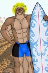 abs animagusurreal_(artist) furry gif otter surfer