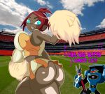  ass big_ass big_breasts blue_eyes breasts cheerleader grimphantom grimphantom_(artist) pom_poms red_hair sari_sumdac transformers transformers_animated 