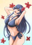 1girl 1girl 1girl alluring alternate_costume bikini blue_bikini blue_eyes blue_hair blue_swimsuit breasts female_only fire_emblem fire_emblem_awakening hiarikie lucina lucina_(fire_emblem) nintendo open_mouth swimsuit