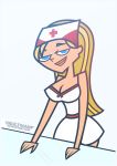 blonde_hair blue_eyes cartoon_network cleavage female hourglass_figure huge_breasts light-skinned_female lindsay_(tdi) long_blonde_hair long_hair nurse_cap nurse_uniform solo striped_hair thick_ass thick_legs thick_thighs total_drama_island two_tone_hair vaultman wasp_waist