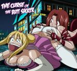 2girls ass ass_grab big_ass big_breasts breasts dat_ass fairy_tail flare_corona grimphantom grimphantom_(artist) halloween lucy_heartfilia multiple_girls yuri