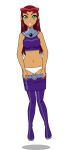  1girl dc_comics green_eyes orange_skin panties red_hair spnati starfire strip_poker_night_at_the_inventory teen_titans transparent_background undressing 