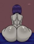 1girl ass big_ass bubble_butt dat_ass dc_comics dynamik808 female_focus female_only grey_hair nude nude_female nudity purple_hair rachel_roth raven_(dc) rear_view short_hair sitting tagme teen_titans wide_hips