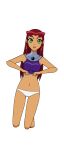  1girl bouncing_breasts dc_comics flashing flashing_breasts gif green_eyes nipples orange_skin panties red_hair spnati starfire strip_poker_night_at_the_inventory teen_titans transparent_background winking 