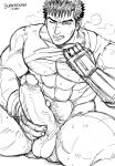  1boy bara berserk burankoprn dilf guts_(berserk) male male_only muscular_male sketch solo_male toned_male yaoi yaoi 