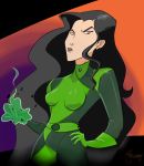 1girl angry asami_sato black_hair cosplay disney female_only gloves green_eyes halloween kim_possible lipstick long_hair mikesouthmoor red_lipstick shego shego_(cosplay) solo_female the_legend_of_korra the_legend_of_korra*