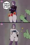  1girl athletic athletic_female beast_boy big_breasts bikini dc_comics edit female_focus gris_swimsuit hourglass_figure meme onemienix raven_(dc) swimsuit tagme teen_titans wide_hips 