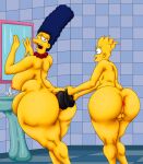 anal anus bart_simpson belly big_ass big_breasts bynshy chubby chubby_female femboy marge_simpson mother_&_son the_simpsons