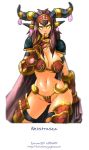 alexstrasza armlet armor bikini bikini_armor blush breasts butcherboy butcherboy_workshop cape choker cleavage gauntlets gloves glowing glowing_eyes hairband hips horns huge_breasts jewelry legs long_hair midriff red_hair swimsuit thong warcraft wide_hips world_of_warcraft yellow_eyes