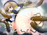 1girl ass blue_eyes bottomless brown_hair censored cum cum_in_pussy cum_inside double_penetration hair_ornament hayate_yagami insemination lyrical_nanoha mahou_shoujo_lyrical_nanoha mahou_shoujo_lyrical_nanoha_a's mahou_shoujo_lyrical_nanoha_strikers rape sex solo tears tentacle tentacles vaginal x_hair_ornament yagami_hayate yuki_tomoshi