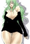 1girl arrancar big_breasts bleach breasts censored curvy dunga espada facial_mark first_porn_of_character fur_coat green_hair grown_up hair_over_one_eye hips hollow lipstick long_hair nelliel_tu_odelschwanck novelty_censor older_version solo wide_hips yellow_eyes