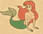 1girl breasts disney edit female female_only kuplo_(artist) long_hair mermaid nude princess_ariel red_hair the_little_mermaid