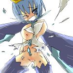 blue_eyes blue_hair blush breasts crown empoleon lowres personification pokemon pussy thighhighs torn_clothes uncensored vagina white_background