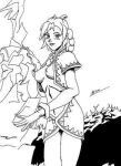 artist_signature breasts_outside chrono_cross kid_(chrono_cross) monochrome square_enix