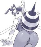 antennae ass bee_girl big_ass capcom darkstalkers go_robots insect_girl monochrome monster_girl pantyhose pussy q-bee vampire_(game)