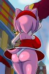  1girl amy_rose ass butt furry panties pantyshot red_dress sega sonic_the_hedgehog_(series) underwear upskirt white_panties 