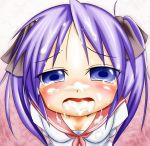 blush cum cum_on_breasts cum_on_clothes facial kagami_hiiragi lucky_star tears yakusho