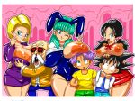 android_18 areola basara big_breasts black_hair breasts bulma_briefs curvy dragon_ball dragon_ball_z hair heart huge_breasts large_breasts latex master_roshi nasara nipples one_eye_closed son_goten trunks_briefs v videl