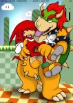  2boys annie-mae anthro anthro_only bowser crossover furry knuckles_the_echidna male male_only nintendo rockgaara sega size_difference sonic_(series) sonic_the_hedgehog_(series) super_mario_bros. yaoi 