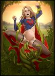 1girl blonde_hair bodysuit boots cape dc dc_comics female hairless_pussy navel no_panties open_mouth outdoor outside partially_clothed piratepup pussy questionable_consent restrained spread_legs stockings stomach_bulge supergirl suspended_in_midair tentacle tentacle_sex torn_bodysuit vaginal vaginal_penetration vaginal_sex