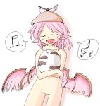 1girl animal_ears egg eggs female hat ishidate musical_note mystia_lorelei no_pussy nude oekaki pink_hair short_hair singing solo touhou wings