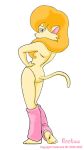 1girl ass boobaa_(artist) breasts cat_ears cat_tail catgirl cleo_catillac female furry hair heathcliff_&_the_catillac_cats leg_warmer looking_at_viewer looking_back pussy smile solo standing tail the_catillac_cats