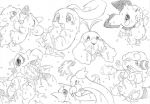  chikorita cum dratini flaaffy monochrome multiple_boys nelly_(artist) pichu pokemon rattata starter_pokemon swablu totodile 