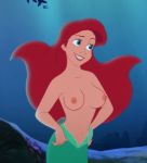 1girl blue_eyes breasts disney edit female female_only kuplo_(artist) long_hair mermaid nude princess_ariel red_hair redhead solo the_little_mermaid topless