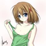 1girl amicis hayate_yagami lyrical_nanoha mahou_shoujo_lyrical_nanoha mahou_shoujo_lyrical_nanoha_strikers nipple_slip nipples solo x_hair_ornament yagami_hayate