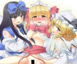  blonde_hair blush censored female gradient gradient_background luna_child multiple_girls nekonote nekonote_(nekono_paraiso) no_panties perfect_memento_in_strict_sense saliva saliva_trail star_sapphire sunny_milk touhou yuri 